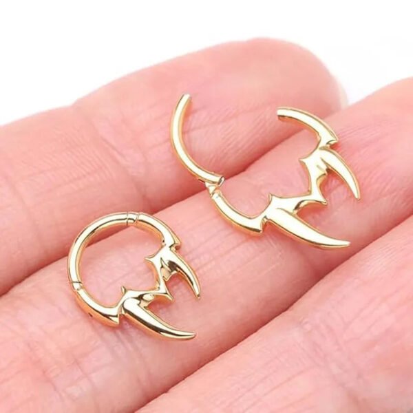 Titanium Alloy Zircon Moon Ring Ear Bone Ring Piercing Seamless Hoop Unisex Tooth Shaped Nose Ring Earring For Wedding Birthday Party Festival