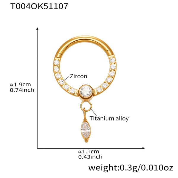 picture_ad034b5f-d826-4726-a3a5-ff658df4a730(2) Satan's Child Piercing Mermaid Titanium Alloy Zircon Nose Stud Gold-Plated Geometric Water Drop Heart-Shaped Sweet Cool Hot Girl Piercing Nose Ring Seamless Ring