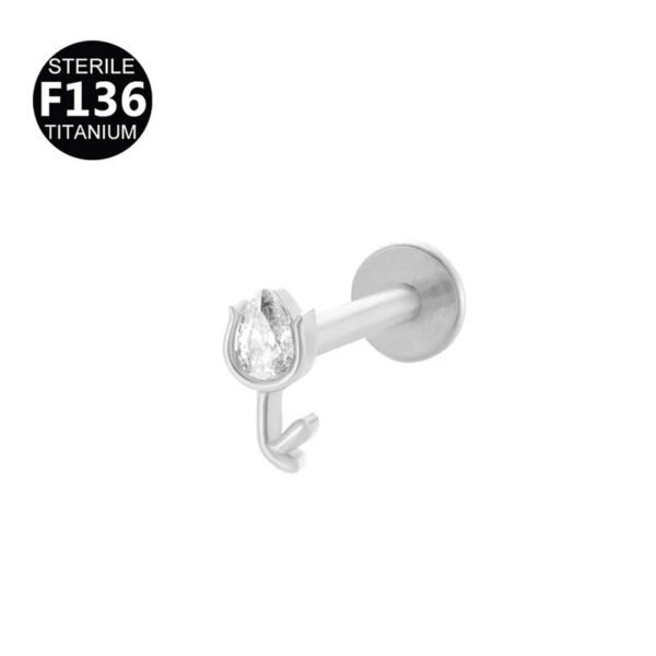 F136 Titanium Alloy Square Colorful Zirconia Pendant Exquisite Ear Bone Studs Piercing Jewelry Factory Geometric Pattern Unisex