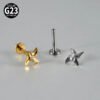G23 Titanium Trendy Tulip Gold Steel Color Flat Back Pierced Earrings Butterfly Windmill Inlaid Zircon Elegant Romantic Jewelry Lip Stud Earrings
