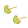 picture_aed28199-a5d8-4fe8-aaca-5917db18e249(2) Heart Shaped, 14K Gold Plated, Titanium, Oil Drop, Enamel, Simple, Handmade, Colorful, Peach, Heart Earring, Cute, Sweet, Dainty, Lovely, Single.