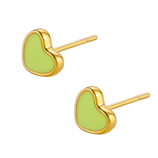 picture_aed28199-a5d8-4fe8-aaca-5917db18e249(2) Heart Shaped, 14K Gold Plated, Titanium, Oil Drop, Enamel, Simple, Handmade, Colorful, Peach, Heart Earring, Cute, Sweet, Dainty, Lovely, Single.