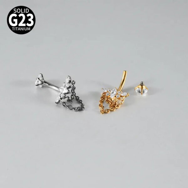 1 Piece Belly Rings Casual Cute Hawaiian Round G23 Titanium Zircon Polishing Plating Zircon PVD Coated 18K Gold Plated Belly Rings