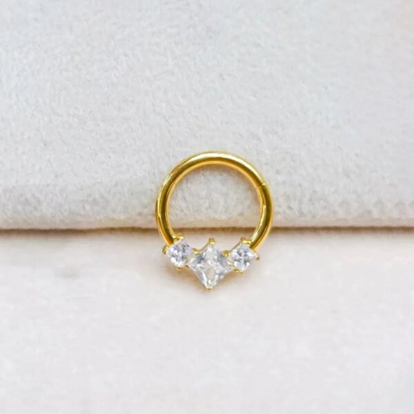 Titanium Alloy Double Layer Seamless Punk Zircon Nose Stud Round Earrings Piercing Jewelry For Men And Women