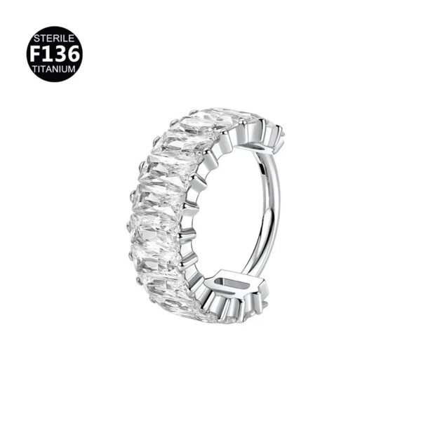 F136 Titanium Alloy, Ear, Hoop, Stud, Rainbow, Ice, Sugar, Ring, Geometric, Zirconia