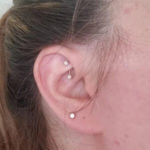 Fashionable Titanium Round Shiny Zircon Brow Ring Body Piercing Jewelry Geometric Pattern Unisex Sparkling Piercing Accessory