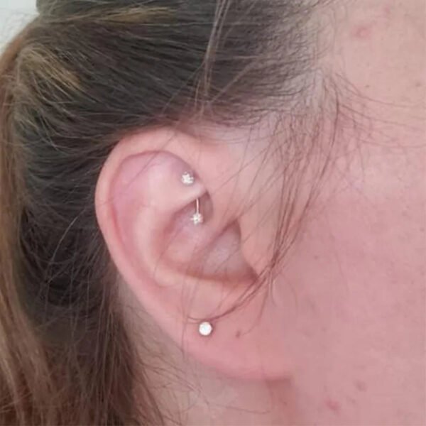 Fashionable Titanium Round Shiny Zircon Brow Ring Body Piercing Jewelry Geometric Pattern Unisex Sparkling Piercing Accessory