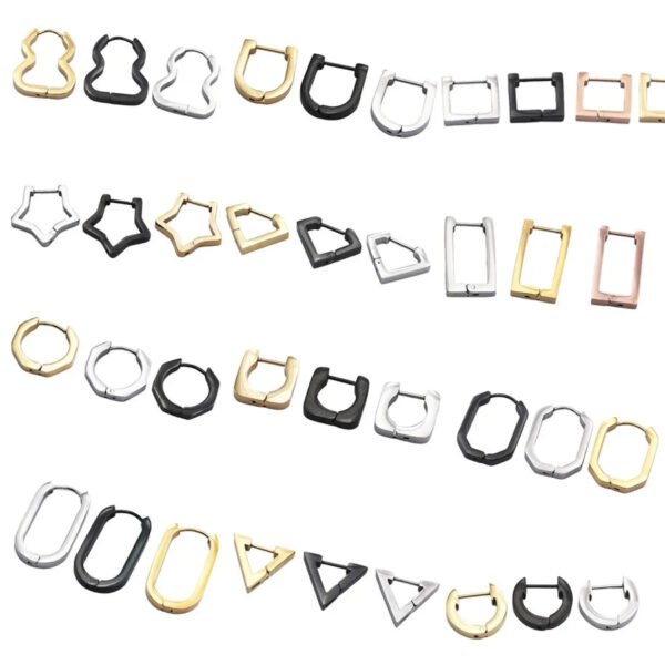 Hand Polished Stainless Steel Titanium Quadrilateral Rhombus Triangle Ear Studs Unisex Geometric Wedding Piercing Jewelry