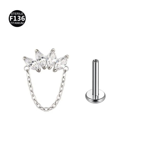F136 Titanium Alloy, Flat back, Ear, Stud, Dangle, Chain, Earring, Helix, Internal Thread.