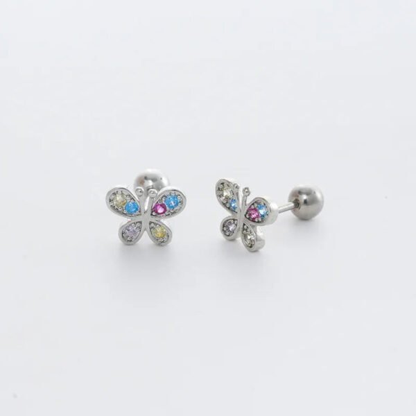 Trendy Women's High-End Gold Plated Titanium Steel Screw Back Earrings Pearl Colorful Diamond Butterfly Ear Studs Ins Style