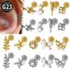 G23 Titanium Trendy Tulip Gold Steel Color Flat Back Pierced Earrings Butterfly Windmill Inlaid Zircon Elegant Romantic Jewelry Lip Stud Earrings