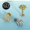 Christmas Snowflake F136 Titanium Hollow Out Ear Studs G23 Body Piercing Jewelry Zircon Embedded Elegant Bohemian