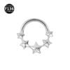 Titanium Alloy F136 Nose Ring Ear Cuff Piercing Jewelry Golden Butterfly Wings Crown Design Sparkling Unisex Geometric Pattern