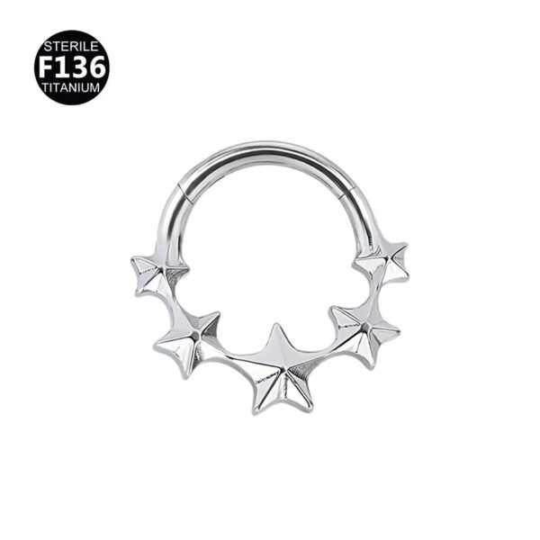 Titanium Alloy F136 Nose Ring Ear Cuff Piercing Jewelry Golden Butterfly Wings Crown Design Sparkling Unisex Geometric Pattern