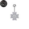 Implant Grade Titanium Flower Heart Dangly Belly Bar – Dainty Zirconia Navel Piercing, Hypoallergenic & Stylish