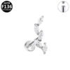 F136 Titanium, 14k Gold Plated, White Gold, Stud, Flat Back, Internal Thread, Lip, Ear, Cartlidge, Vertical Labret, Dangle, Elegant, Tree, Star, Leaves.