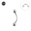 Titanium White Gold Plated Bent Bar – Double-Ended Barbell for Ear, Tongue, Brow Piercings (Ball, Spike & Screw Ends, Unisex)