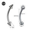 Titanium White Gold Plated Bent Bar – Double-Ended Barbell for Ear, Tongue, Brow Piercings (Ball, Spike & Screw Ends, Unisex)