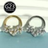 Fashionable Titanium Set Zircon Nose Ring F136 Implant Grade Body Piercing Jewelry Elegant Floral Pattern Unisex Accessory