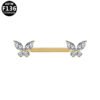 picture_b6c3403d-94a3-4298-b4be-8616595d6165(2) Butterfly Heart Shaped Titanium Alloy Piercing Set With Zirconia Stones Fashionable Style Chest Decorations