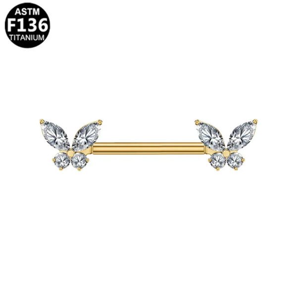 picture_b6c3403d-94a3-4298-b4be-8616595d6165(2) Butterfly Heart Shaped Titanium Alloy Piercing Set With Zirconia Stones Fashionable Style Chest Decorations