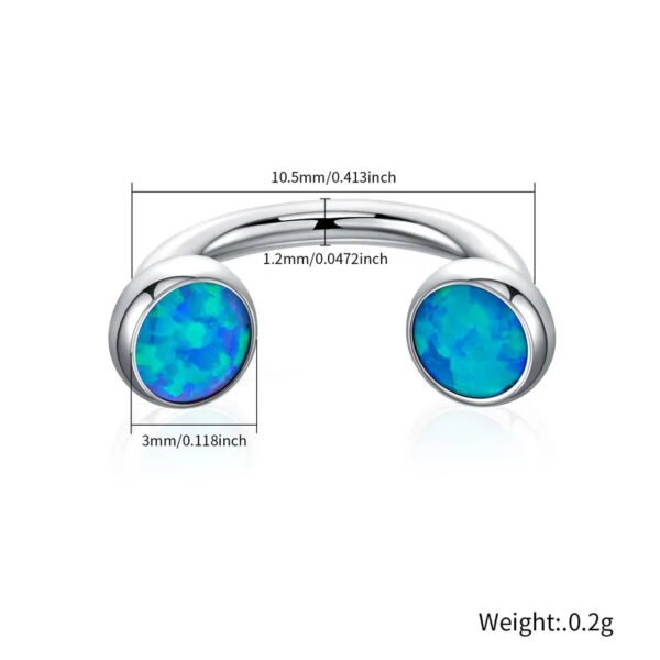 G23 Titanium Lip Studs 16G Internal Thread C-Shape, Nose Ring, Opal, Eyebrow Piercing, Ear Cartridge