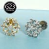 Christmas Snowflake F136 Titanium Hollow Out Ear Studs G23 Body Piercing Jewelry Zircon Embedded Elegant Bohemian