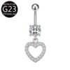 Implant Grade Titanium Flower Heart Dangly Belly Bar – Dainty Zirconia Navel Piercing, Hypoallergenic & Stylish