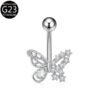 Implant Grade Titanium Flower Heart Dangly Belly Bar – Dainty Zirconia Navel Piercing, Hypoallergenic & Stylish