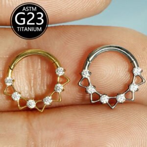 New Fashionable Titanium Nose Ring F136 Hollow Zircon Unisex Creative Nose Jewelry Geometric Pattern Wedding Birthday Party