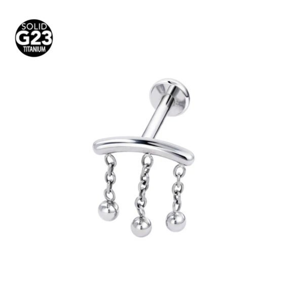 G23 Titanium, Hidden Helix, Chain, Stud, Earring, Simple, Geometric, Unisex Ear Cartridge, Nose, Vertical Labret, Jewellery