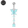 Implant Grade Titanium Flower Heart Dangly Belly Bar – Dainty Zirconia Navel Piercing, Hypoallergenic & Stylish