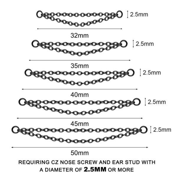 Titanium Alloy Double Layer Chain Nose Ring Ear Piercing DIY Body Jewelry Geometric Pattern Handmade Design Unisex Fashion