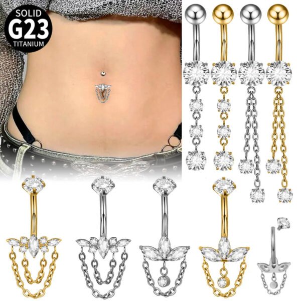 1 Piece Belly Rings Casual Cute Hawaiian Round G23 Titanium Zircon Polishing Plating Zircon PVD Coated 18K Gold Plated Belly Rings
