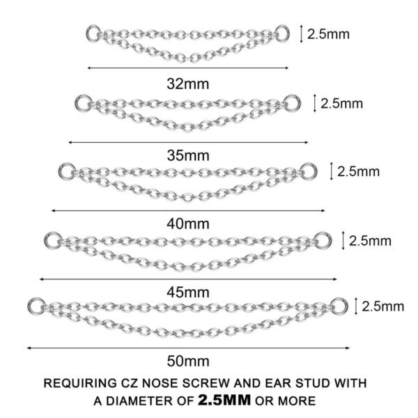 Titanium Alloy Double Layer Chain Nose Ring Ear Piercing DIY Body Jewelry Geometric Pattern Handmade Design Unisex Fashion