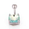 1Pcs Fashion Zircon Navel Ring Stainless Steel Heart Round Claw Shaped Shiny Navel Ring Navel Button Body Piercing Jewelry