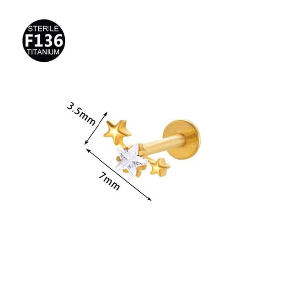 Titanium Alloy F136 Lip Studs Earrings Ear Bone Studs Zirconia Gemstone Geometric Pattern Unisex Body Piercing Jewelry