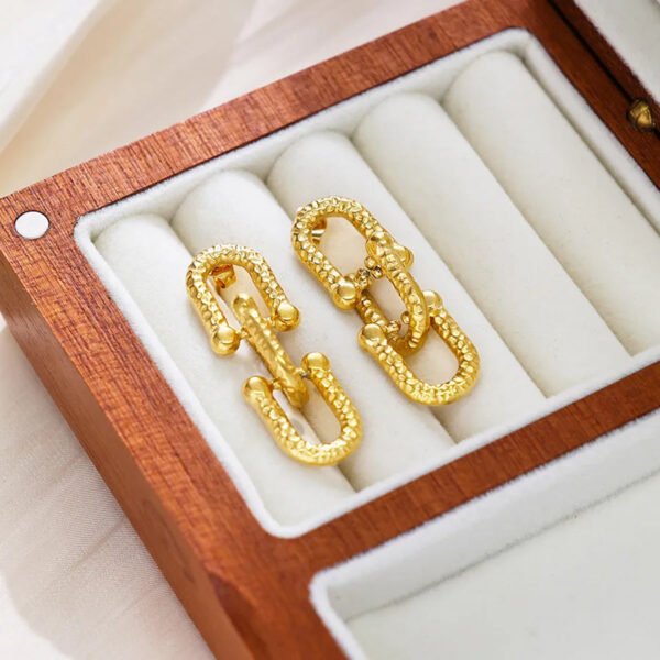 18K Gold Plated Titanium Steel Unique Women's Hoop Earrings Pendant Studs Geometric Cross