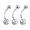 Double Head Titanium Alloy Inner Thread Zircon Navel Piercing Body Jewelry Czech Crystal Belly Ring Unisex Geometric Pattern