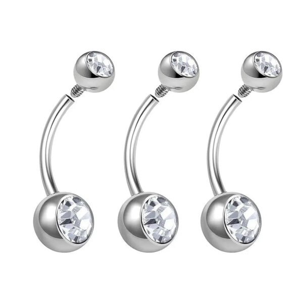 Double Head Titanium Alloy Inner Thread Zircon Navel Piercing Body Jewelry Czech Crystal Belly Ring Unisex Geometric Pattern