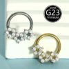 Fashionable Titanium Set Zircon Nose Ring F136 Implant Grade Body Piercing Jewelry Elegant Floral Pattern Unisex Accessory