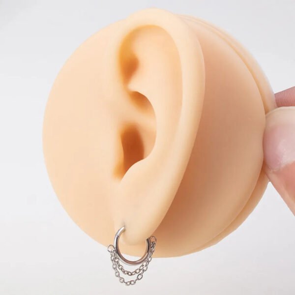 Titanium Alloy Double Chain Earrings 8/10mm Ladies Stud Earrings Luxury Minimalist Geometric Pattern Unisex Piercing Jewelry