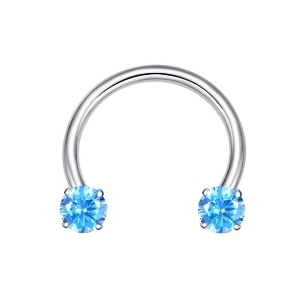 G23 Titanium Material Zircon Stone Nose Septum Ring Threaded Open Ring Piercing Jewelry For Men And Women Wedding Birthday Party Festival