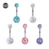 G23 Titanium, Alloy, Navel, Belly Button, Banana, Bar, Glowing Non-Shedding, Body Piercing, Jewellery, Zirconia Embedded, Colourful.