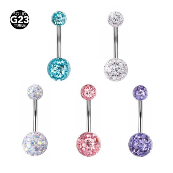 G23 Titanium, Alloy, Navel, Belly Button, Banana, Bar, Glowing Non-Shedding, Body Piercing, Jewellery, Zirconia Embedded, Colourful.