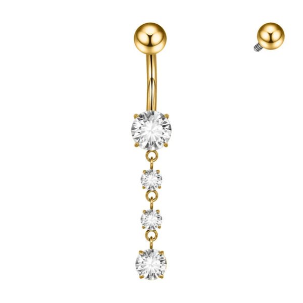 1 Piece Belly Rings Casual Cute Hawaiian Round G23 Titanium Zircon Polishing Plating Zircon PVD Coated 18K Gold Plated Belly Rings