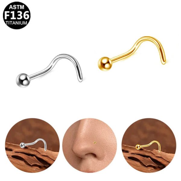 Classic Titanium Alloy Nose Studs Zirconia S Rod Piercing Jewelry Style Ball Pattern Universal Plating