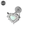 G23 Titanium Alloy Opal Flat Back Piercing Earrings Heart Sun Inlaid Zircon Elegant Hanging Pendant Romantic Classic Jewelry Daily Wear Lip Stud Earrings