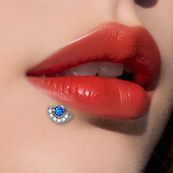 G23 Titanium Alloy Opal Flat Back Piercing Earrings Heart Sun Inlaid Zircon Elegant Hanging Pendant Romantic Classic Jewelry Daily Wear Lip Stud Earrings