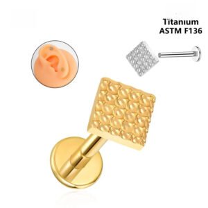 Handmade, F136 Titanium Alloy, Earring Body Piercing, Ear, Cartilage, Helix, Ring, Square, Classy, Elegant.